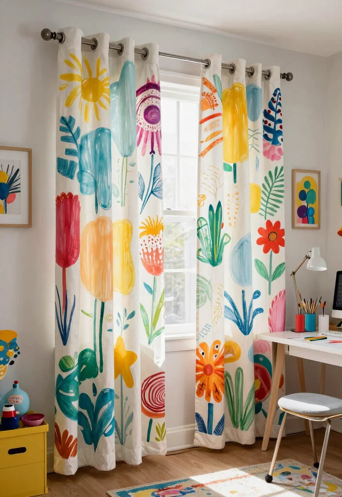 10 Unique Curtain Ideas That Make Windows Feel Custom 10. Custom Stenciled Curtains 0
