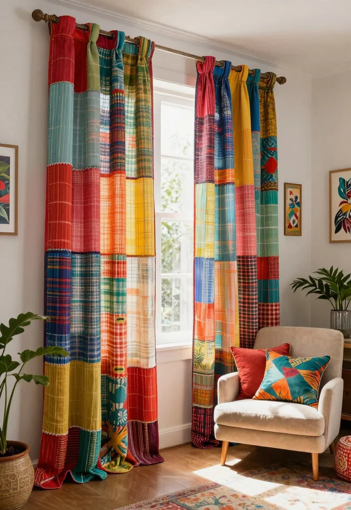10 Unique Curtain Ideas That Make Windows Feel Custom 2. Upcycled Fabric Panels 0