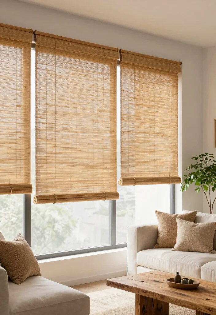 10 Unique Curtain Ideas That Make Windows Feel Custom 3. Bamboo Shades 0