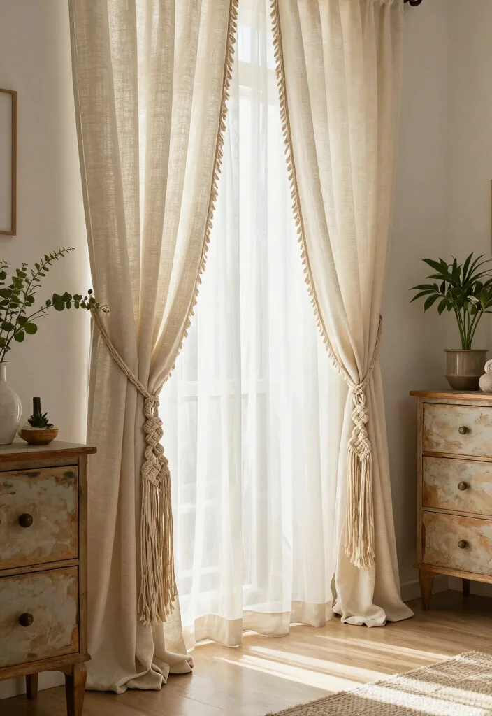 10 Unique Curtain Ideas That Make Windows Feel Custom 6. Macram Curtain Tiebacks 0