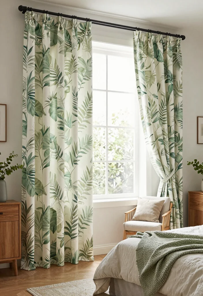 10 Unique Curtain Ideas That Make Windows Feel Custom 9. Nature Inspired Prints 0