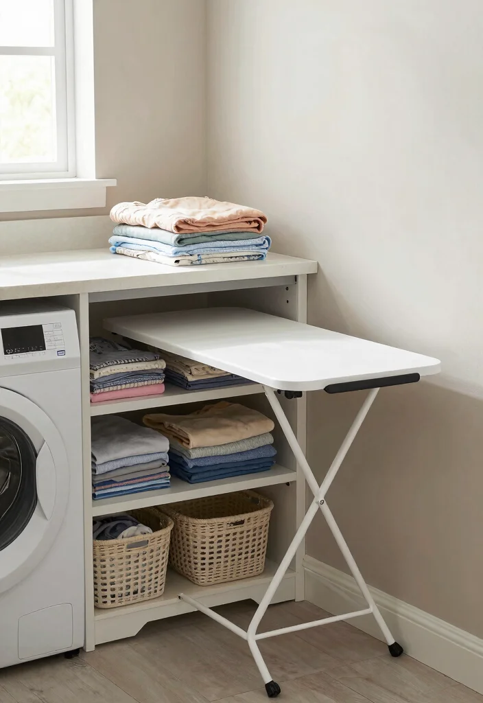 10 Very Small Laundry Room Ideas That Stay Functional 4. Incorporate a Folding Station 0