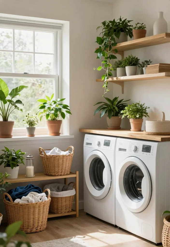 10 Very Small Laundry Room Ideas That Stay Functional 8. Add a Splash of Natural Elements 0