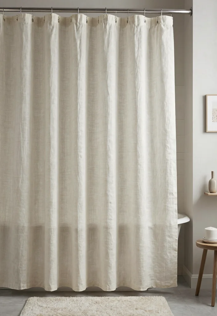 12 Bathroom Shower Curtain Ideas with Hotel Inspired Vibes 3. Textured Fabrics for Depth 0