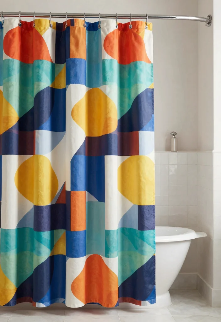 12 Bathroom Shower Curtain Ideas with Hotel Inspired Vibes 4. Bold Patterns for a Statement 0