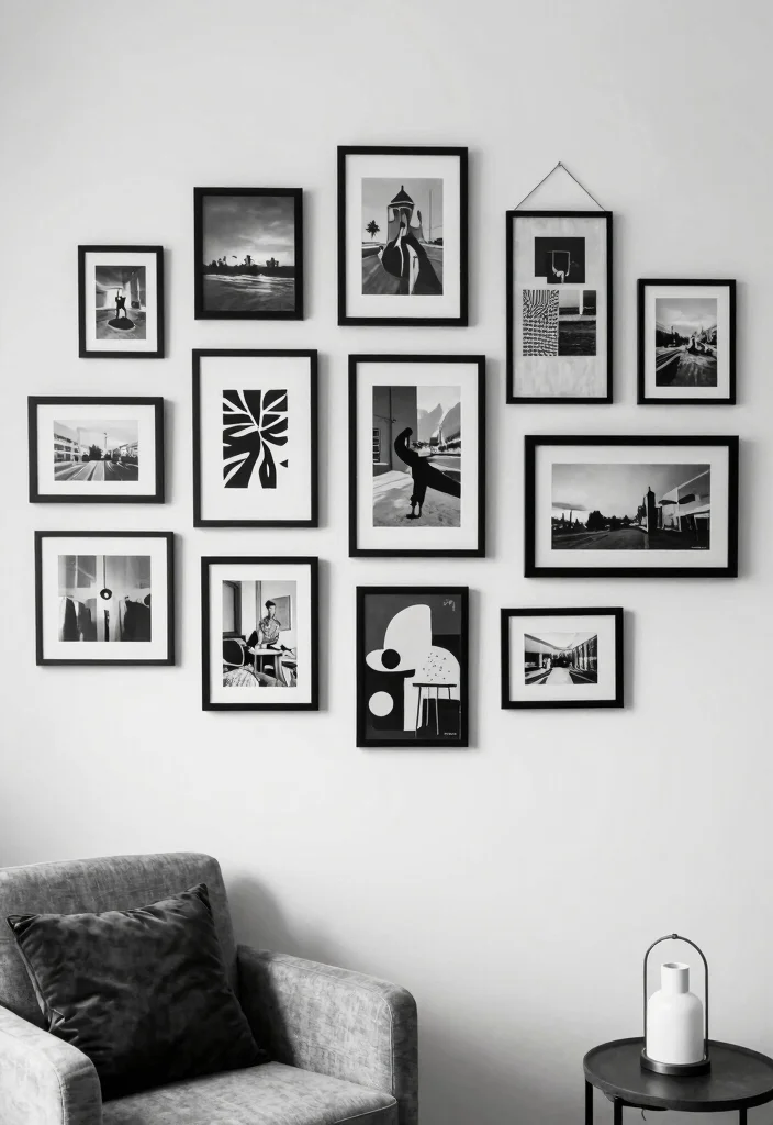 12 Black and White Dorm Room Ideas with Modern Contrast 3. Wall Art Wonders 0