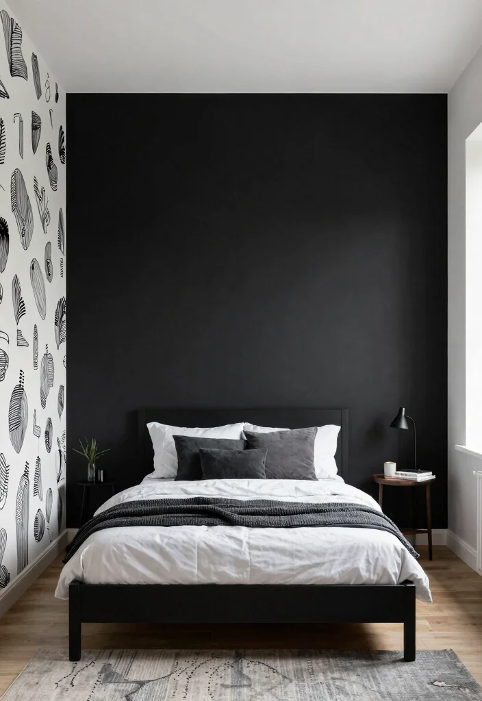 12 Black and White Dorm Room Ideas with Modern Contrast 8. Creative Wall Treatments 0