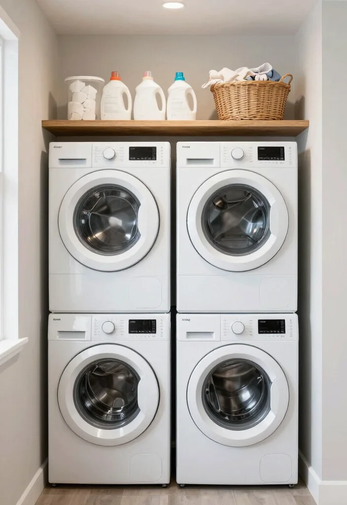 12 Closet Laundry Room Ideas for Compact Living 1. Stacked Appliances for Space Efficiency 0
