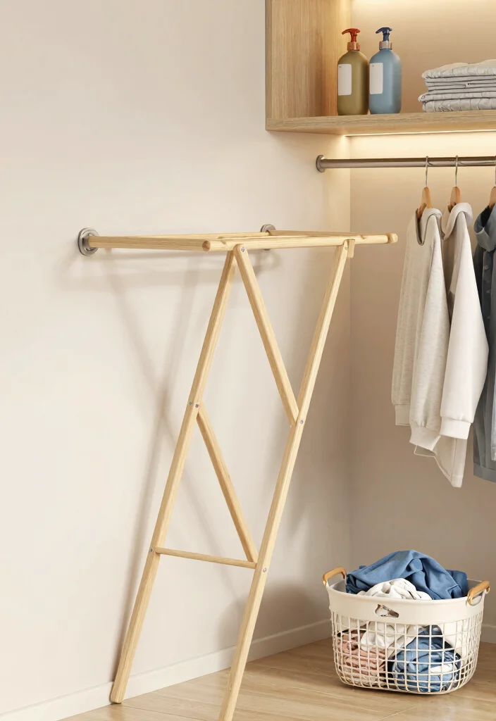 12 Closet Laundry Room Ideas for Compact Living 11. Foldable Drying Racks for Practicality 0