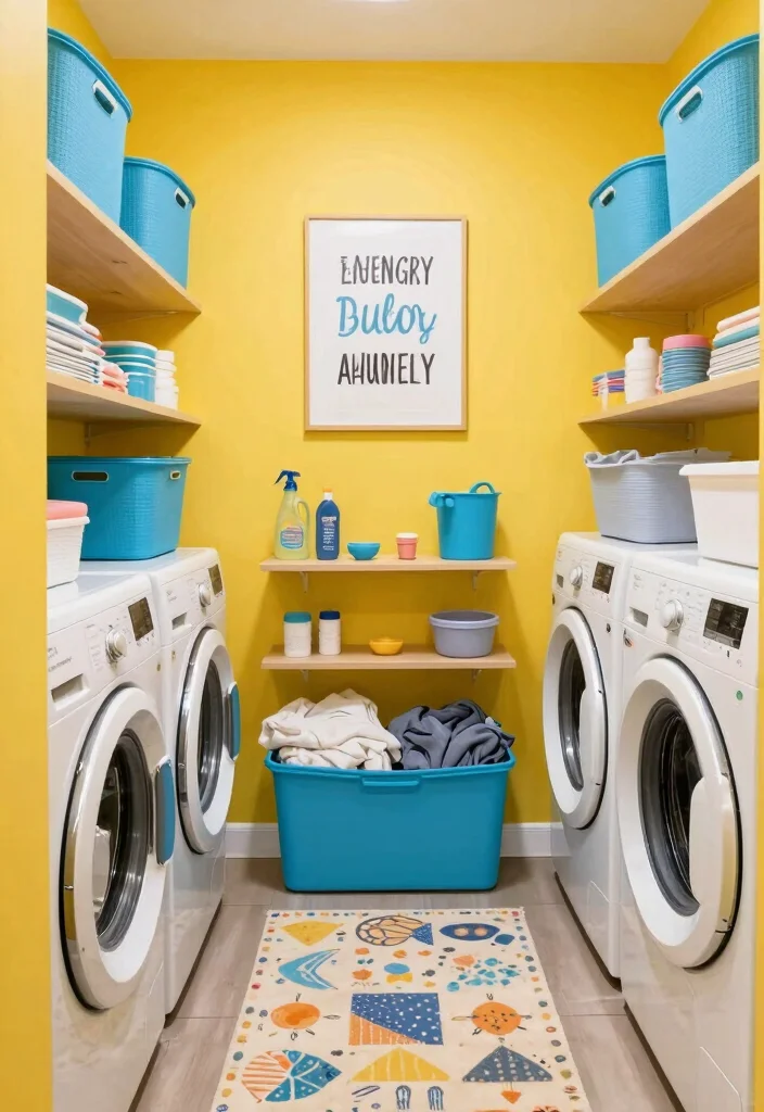 12 Closet Laundry Room Ideas for Compact Living 4. Colorful Accents to Brighten Up the Space 0