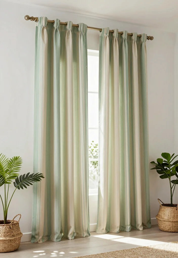 12 Curtain Hanging Ideas to Add Height and Visual Impact 6. Use Vertical Patterns 0