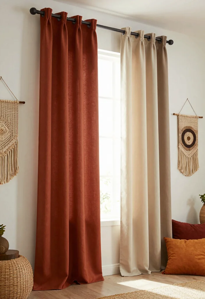 12 Curtain Hanging Ideas to Add Height and Visual Impact 7. Color Blocking 0