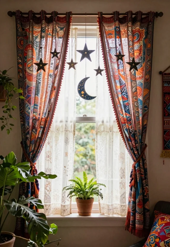 12 Curtain Hanging Ideas to Add Height and Visual Impact 8. Celestial Hangings 0