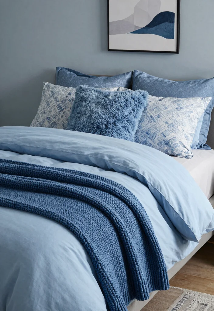 12 Dorm Room Ideas Blue for a Calm Cool Look 1. Soft Blue Bedding for Cozy Comfort 0