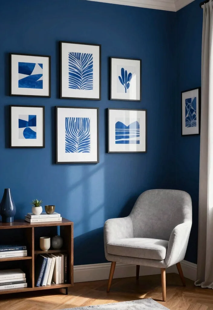 12 Dorm Room Ideas Blue for a Calm Cool Look 2. Accent Walls in Deep Blue 0