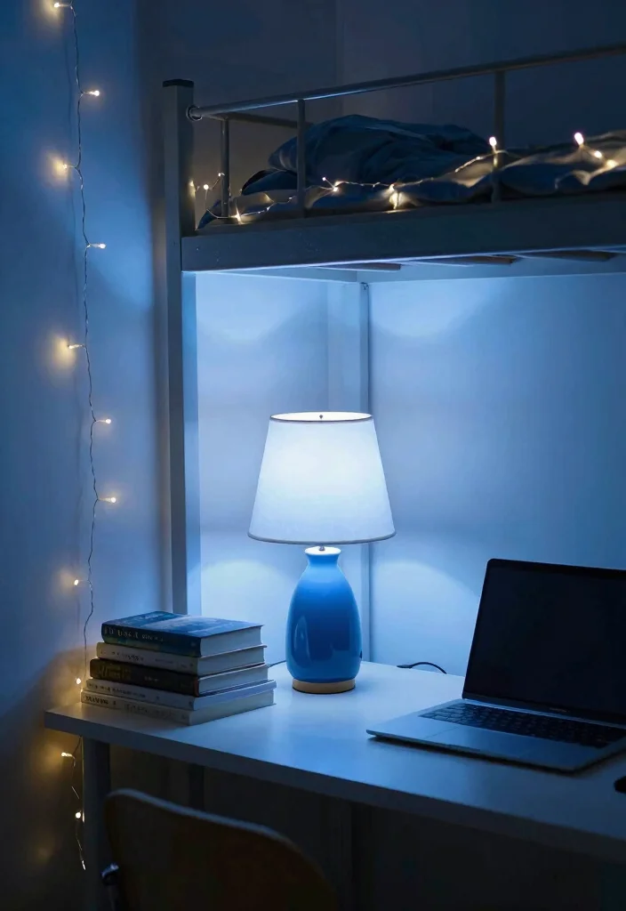 12 Dorm Room Ideas Blue for a Calm Cool Look 4. Blue Lighting Fixtures 0