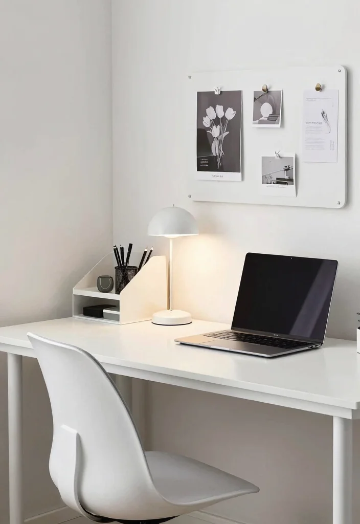 12 Dorm Room Ideas for Guys with Clean Simple Style 2. Minimalist Desk Setup 0