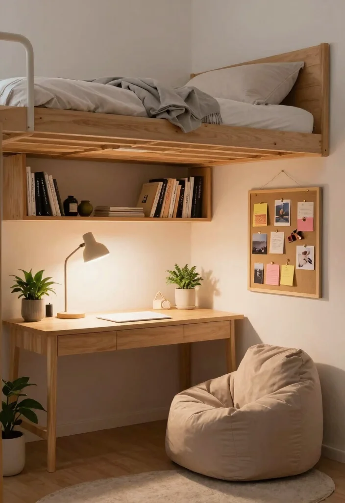 12 Dorm Room Ideas with Lofted Beds for More Floor Space 1. Create a Cozy Study Nook 0