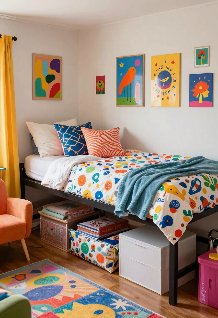 12 Dorm Room Ideas with Lofted Beds for More Floor Space 12. Embrace Color and Pattern 0