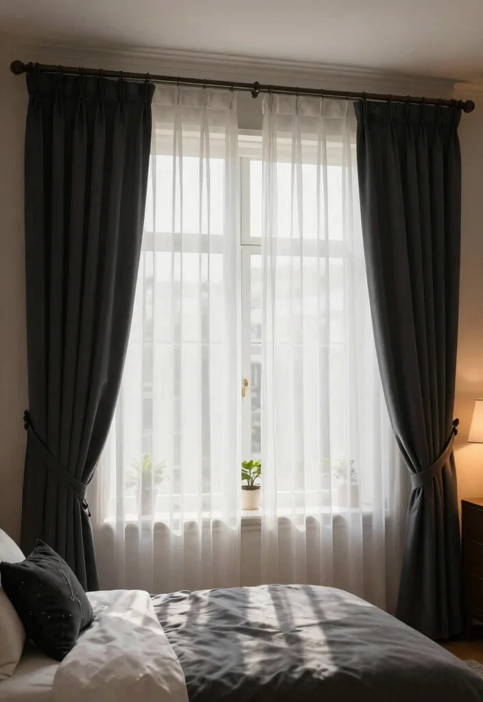 12 Double Curtain Rod Ideas for Layered Light and Privacy Control 1. Sheer Over Blackout The Best of Both Worlds 0