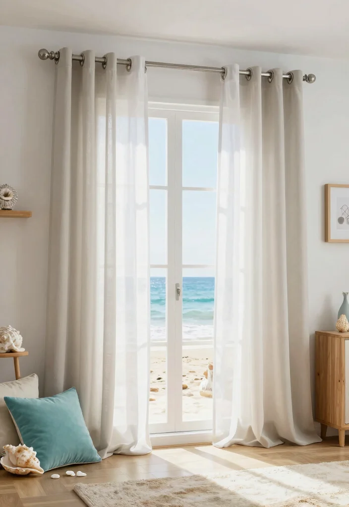 12 Double Curtain Rod Ideas for Layered Light and Privacy Control 10. Coastal Retreat Light and Breezy 0