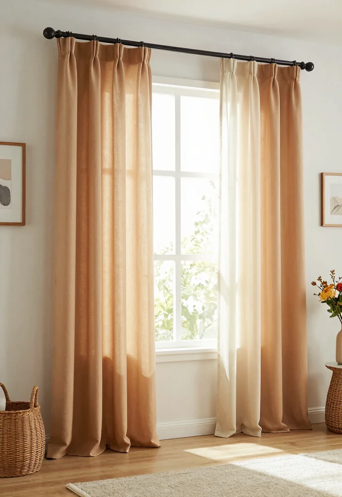 12 Double Curtain Rod Ideas for Layered Light and Privacy Control 12. Seasonal Changes Rotate for Style 0