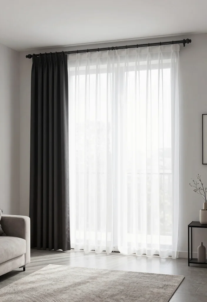 12 Double Curtain Rod Ideas for Layered Light and Privacy Control 3. Minimalist Elegance Simple and Chic 0