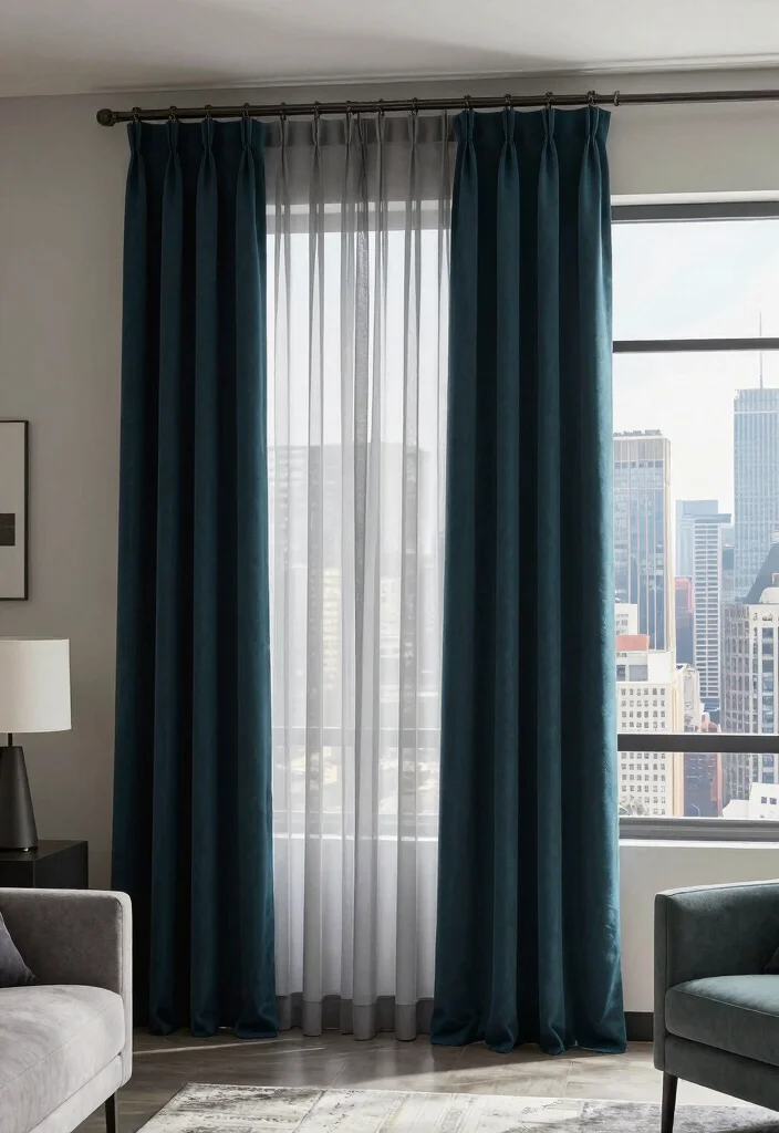 12 Double Curtain Rod Ideas for Layered Light and Privacy Control 5. Urban Chic City Living Inspiration 0