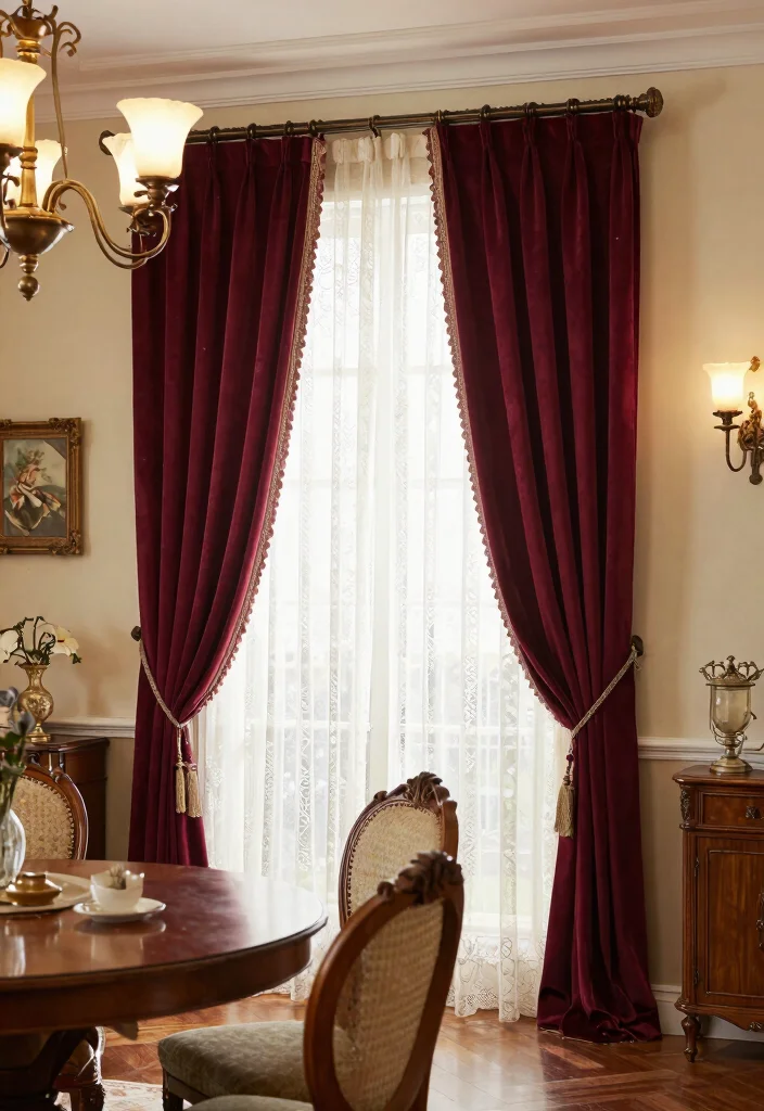 12 Double Curtain Rod Ideas for Layered Light and Privacy Control 9. Vintage Glam Retro Elegance 0