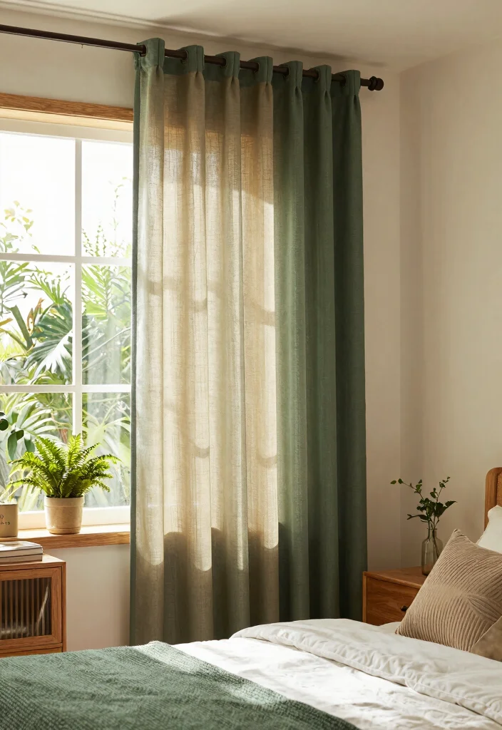 12 Double Rod Curtain Ideas with Sheers for Soft Filtered Light 1. Earthy Tones for a Natural Feel 0
