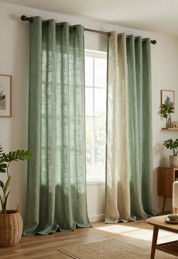 12 Double Rod Curtain Ideas with Sheers for Soft Filtered Light 12. Sustainable Choices with Organic Fabrics 0