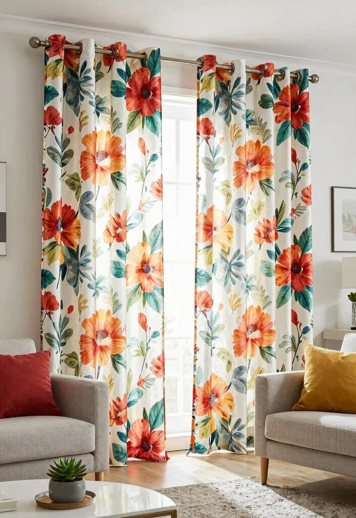 12 Double Rod Curtain Ideas with Sheers for Soft Filtered Light 2. Bold Patterns for a Statement 0