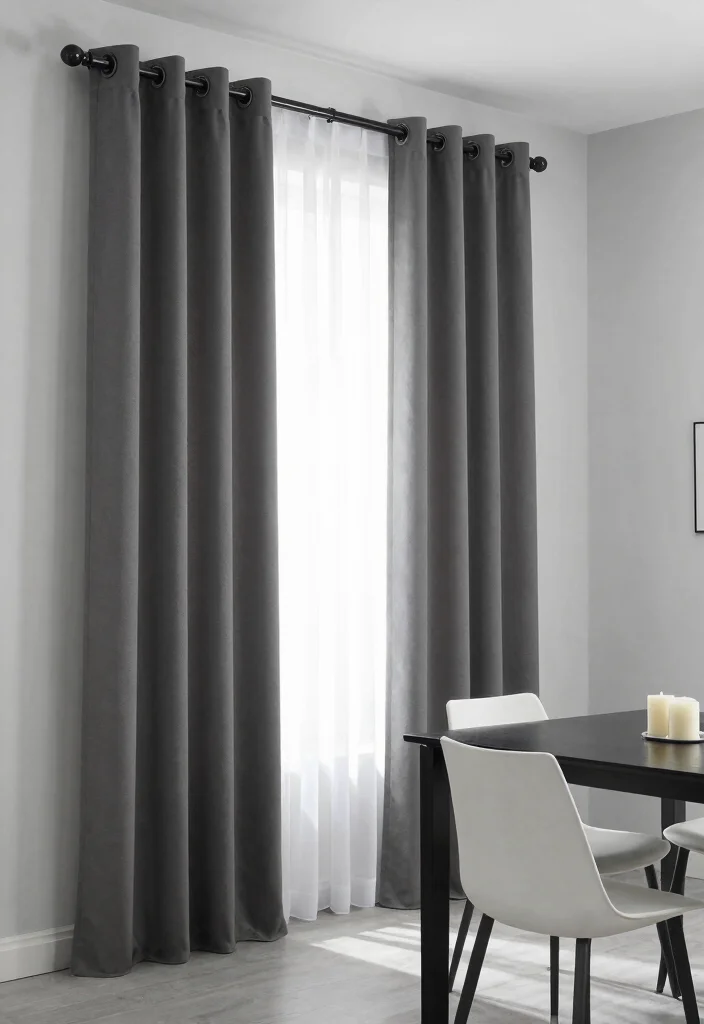 12 Double Rod Curtain Ideas with Sheers for Soft Filtered Light 3. Minimalist Chic with Monochromes 0