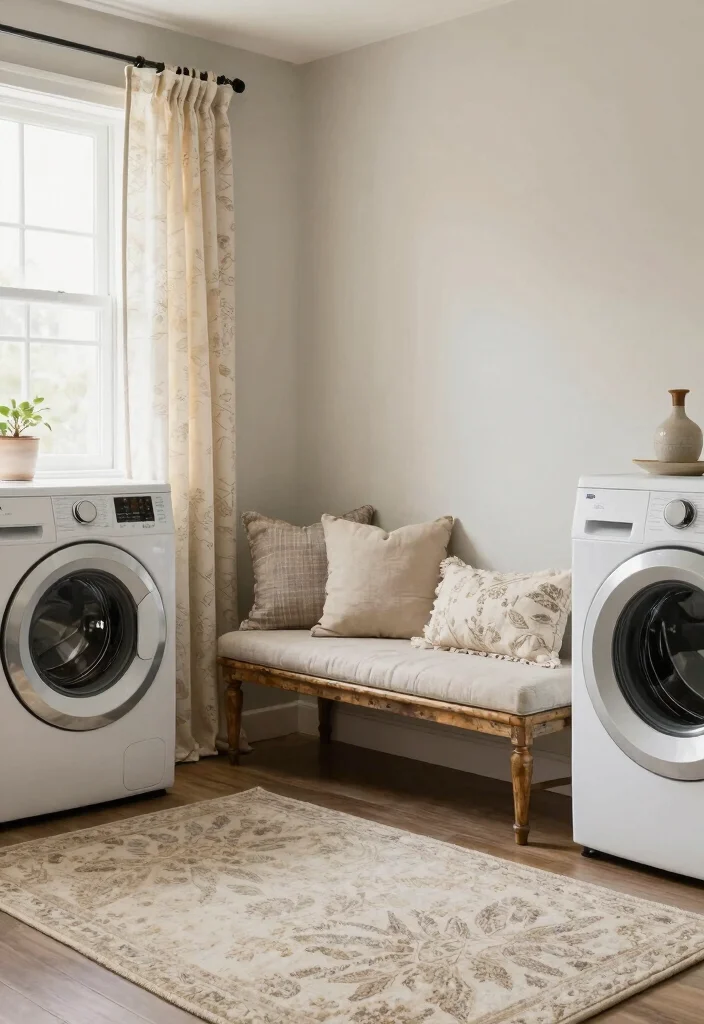 12 Farmhouse Laundry Room Ideas with Cozy Charm 25 12 Farmhouse Laundry Room Ideas with Cozy Charm 5. Soft Textiles for Comfort 0