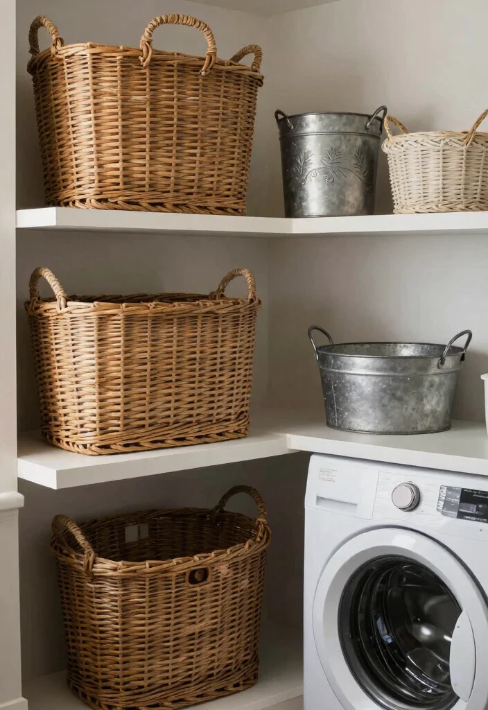 12 Farmhouse Laundry Room Ideas with Cozy Charm 26 12 Farmhouse Laundry Room Ideas with Cozy Charm 6. Farmhouse Style Baskets 0