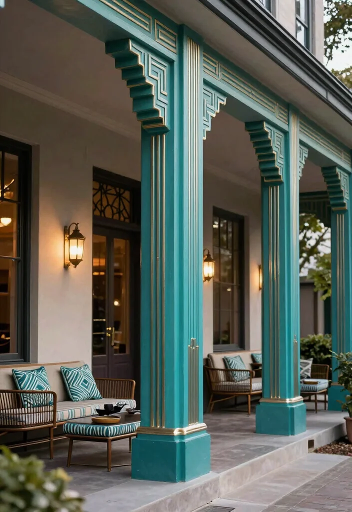 12 Front Porch Column Ideas to Add Structure and Style 10. Art Deco Columns 0