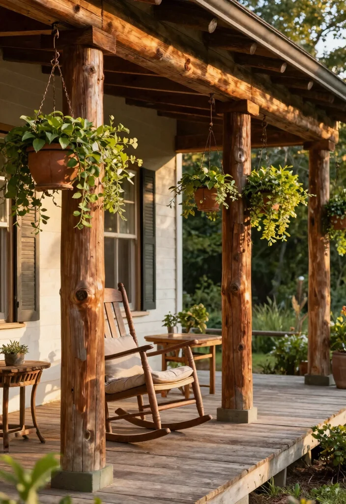 12 Front Porch Column Ideas to Add Structure and Style 2. Rustic Wooden Columns 0