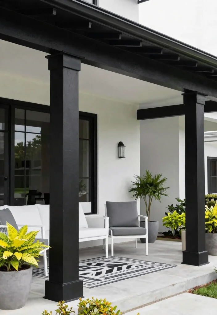12 Front Porch Column Ideas to Add Structure and Style 3. Bold Black Columns 0