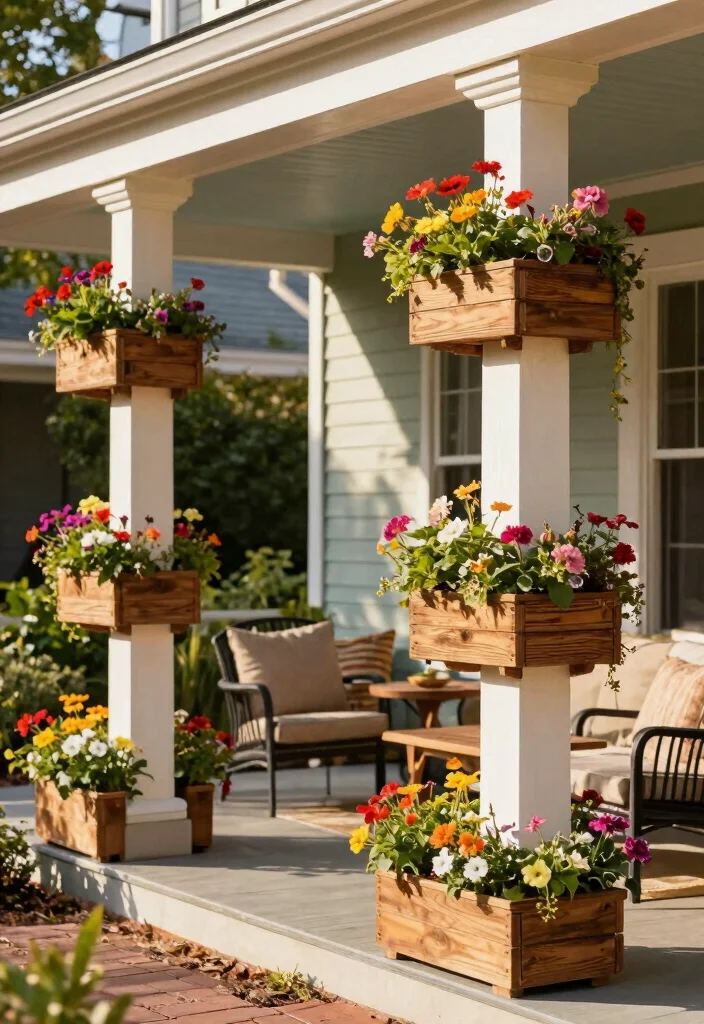 12 Front Porch Column Ideas to Add Structure and Style 8. Column Planters 0