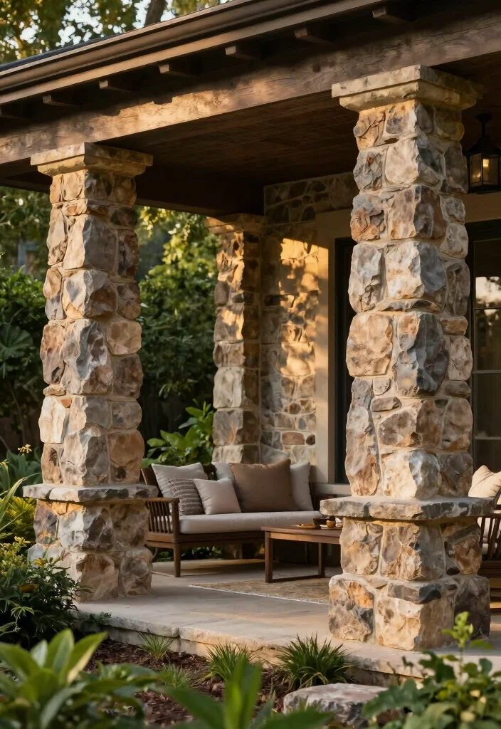 12 Front Porch Column Ideas to Add Structure and Style 9. Rustic Stone Columns 0