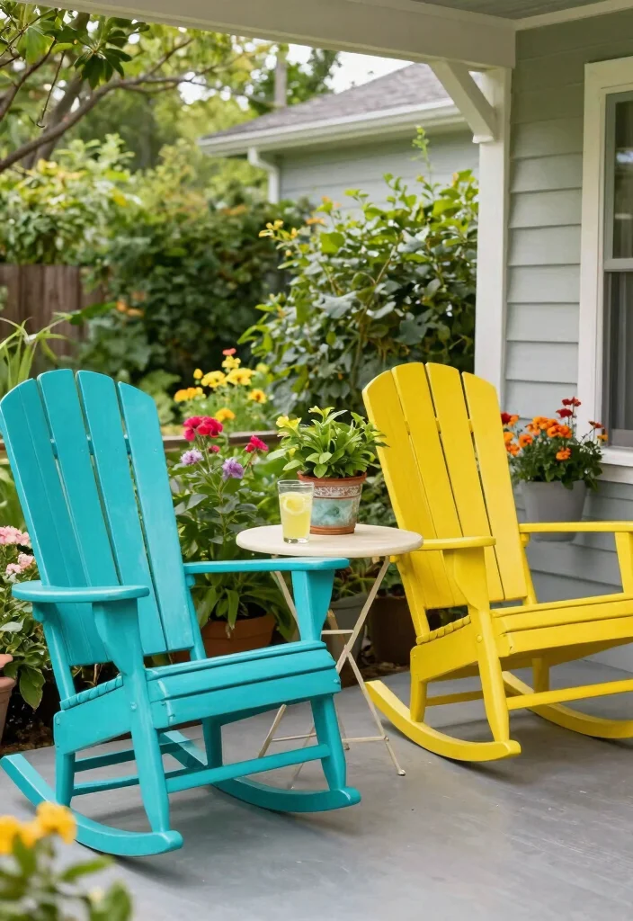 12 Front Porch Furniture Ideas for Comfortable Seating 2. Upcycled Rocking Chairs 0