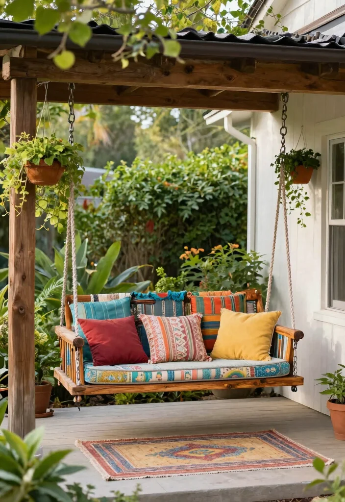 12 Front Porch Furniture Ideas for Comfortable Seating 4. Recycled Material Swing Seats 0