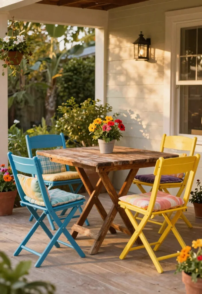 12 Front Porch Furniture Ideas for Comfortable Seating 7. Foldable Garden Chairs 0