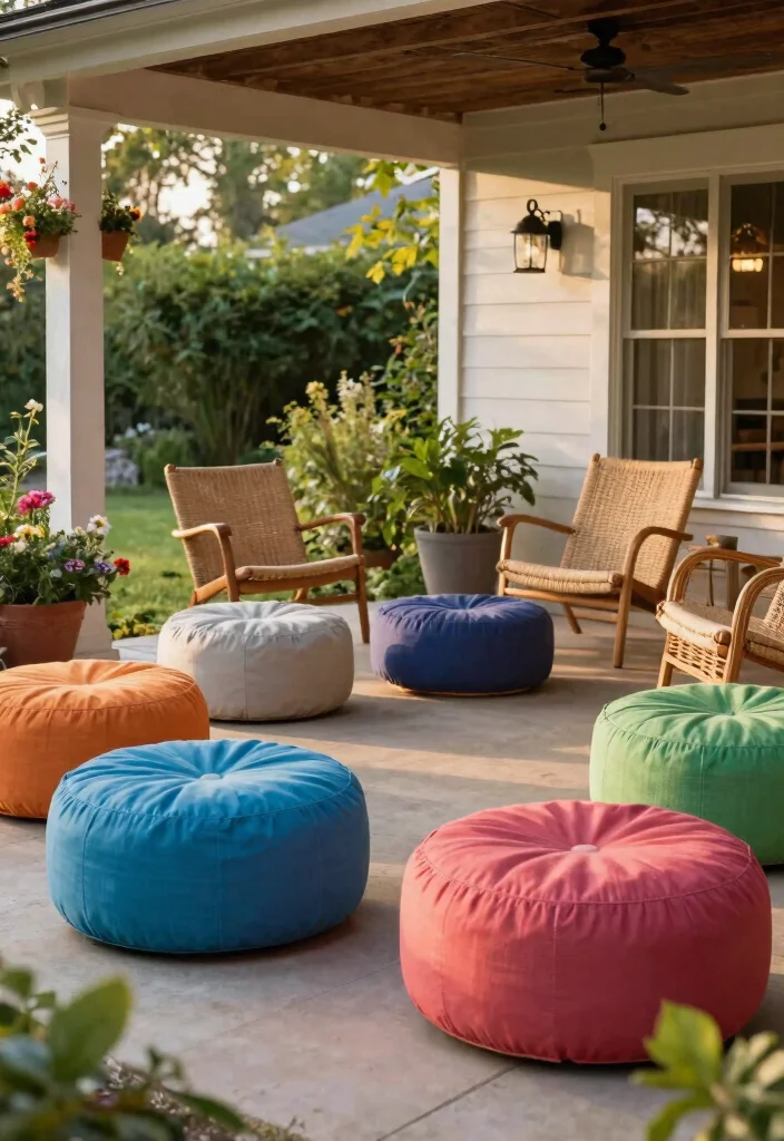 12 Front Porch Furniture Ideas for Comfortable Seating 8. Sustainable Outdoor Ottomans 0