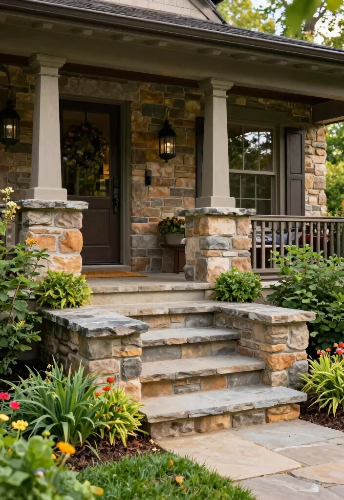 12 Front Porch Landscaping Ideas That Boost Curb Appeal 11. Natural Stone Accents 0