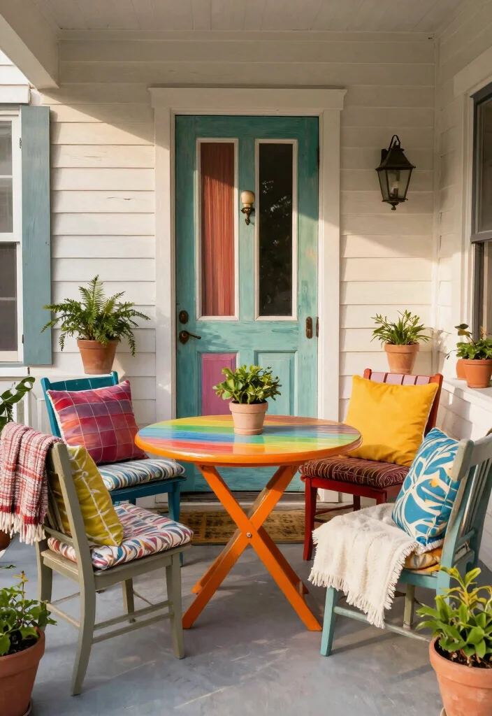 12 Front Porch Landscaping Ideas That Boost Curb Appeal 5. Upcycled Furniture 0