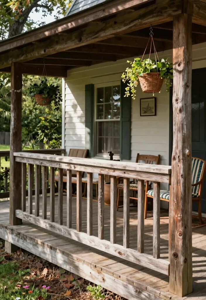 12 Front Porch Railing Ideas for Safety and Style 2 12 Front Porch Railing Ideas for Safety and Style 2. Reclaimed Wood Railings Rustic Charm 0