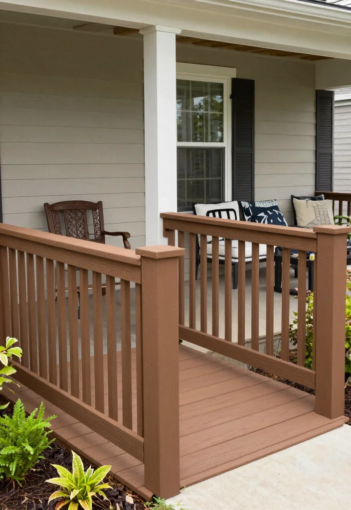 12 Front Porch Railing Ideas for Safety and Style 24 12 Front Porch Railing Ideas for Safety and Style 4. Composite Railings Eco Friendly Durability 0
