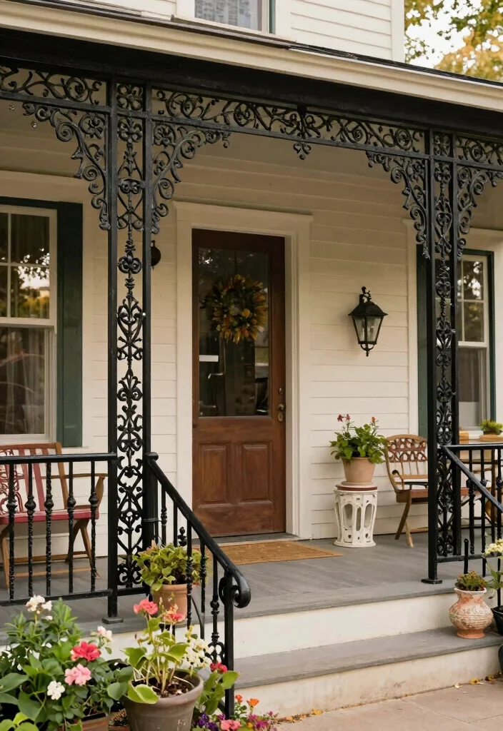 12 Front Porch Railing Ideas for Safety and Style 36 12 Front Porch Railing Ideas for Safety and Style 6. Wrought Iron Railings Timeless Beauty 0