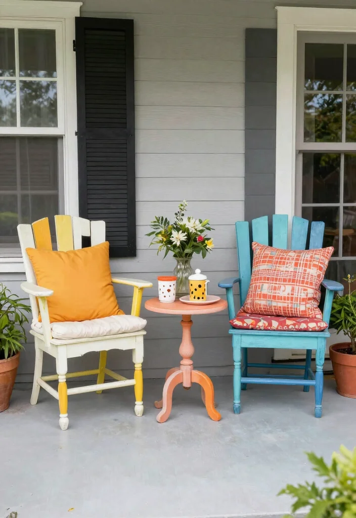 12 Front Porch Seating Ideas for Relaxed Outdoor Moments 4. Repurposed Old Furniture 0